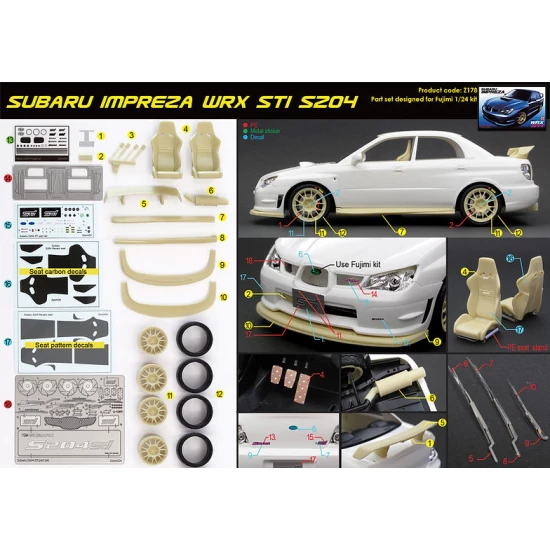 1/24 Subaru Impreza WRX STi S204 part set for Fujimi kit