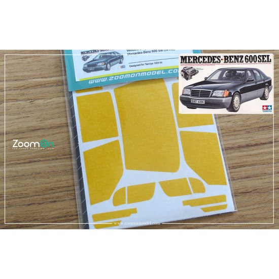 1/24 Mercedes-Benz 600 Sel (W140) Window and Light Painting Masks for Tamiya kit