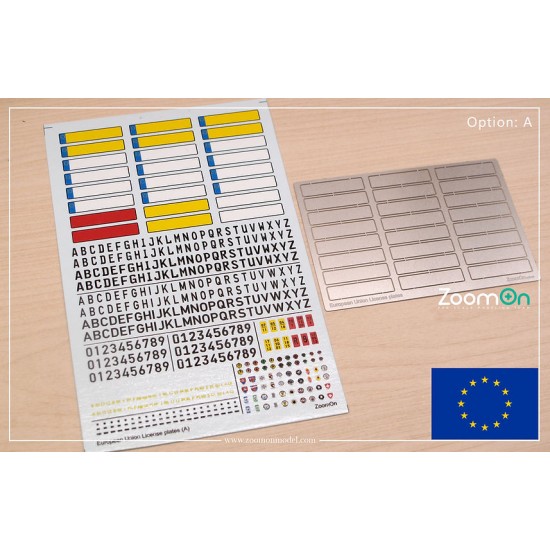 1/24 - 1/25 European Union License Plates Ver. A (black text) Decal and PE