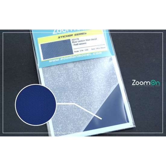 1/18 - 1/25 Blue Carbon Fiber Decal Twill Weave (110 x 70mm)