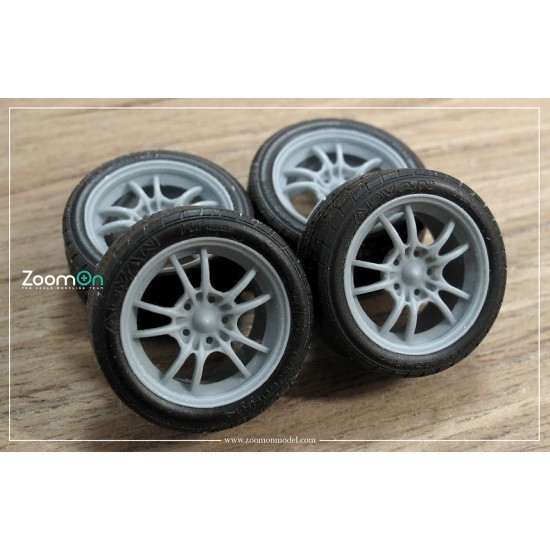1/24 17'' Mugen MF-10 Rims set with Tyres