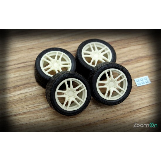 1/24 17'' Euro R Rim set with Tyres for DC2/EG6/8/EK9/Jazz