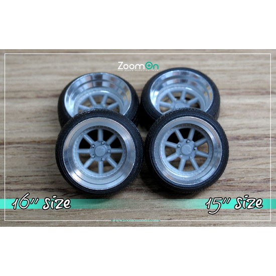 1/24 16'' Rotiform MLW Rim set with Stretch Tyres