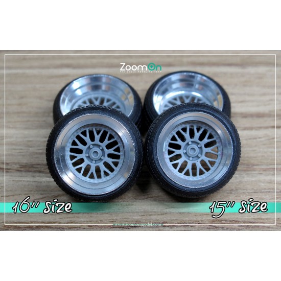 1/24 16'' Work Meister M1 Rim set with Stretch Tyres