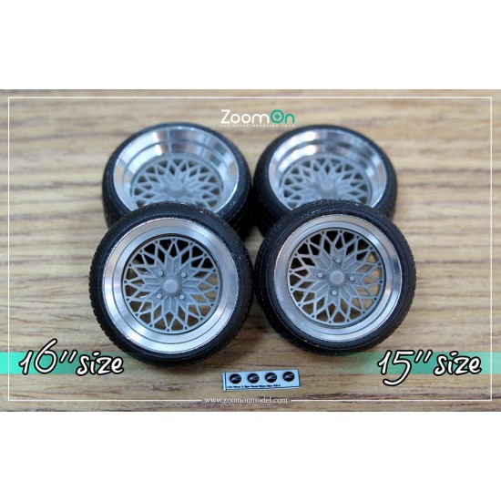 1/24 16'' Star Road Glow Star Rim set with Stretch Tyres