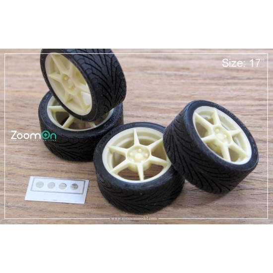 1/24 17'' Buddy Club P1 Rim set with Tyres