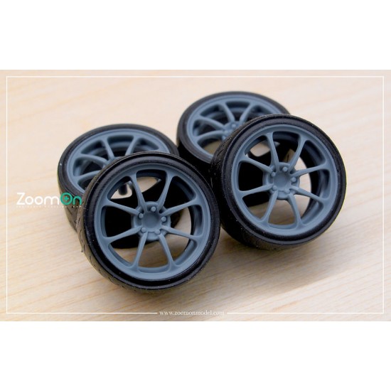 1/24 19'' Rays NE24 Rim set (Offset rear deep) with Tyres