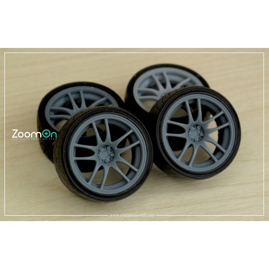 1/24 16'' Work Emotion CR Kai Rim set with Tyres