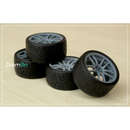 1/24 17'' Work Emotion CR Kai Rim set with Tyres
