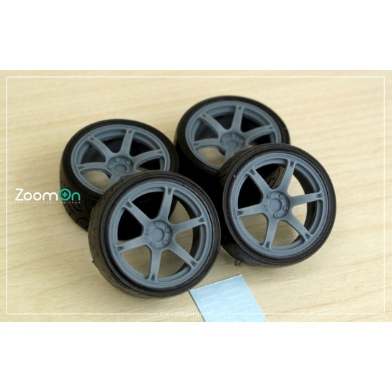 1/24 15'' Rays TE037 Rim set (4 holes) with Tyres