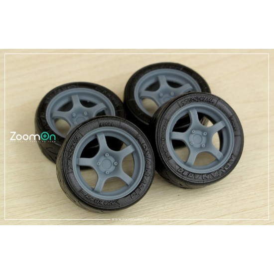 1/24 17'' Rays 57CR Rim set (5 holes) with Tyres