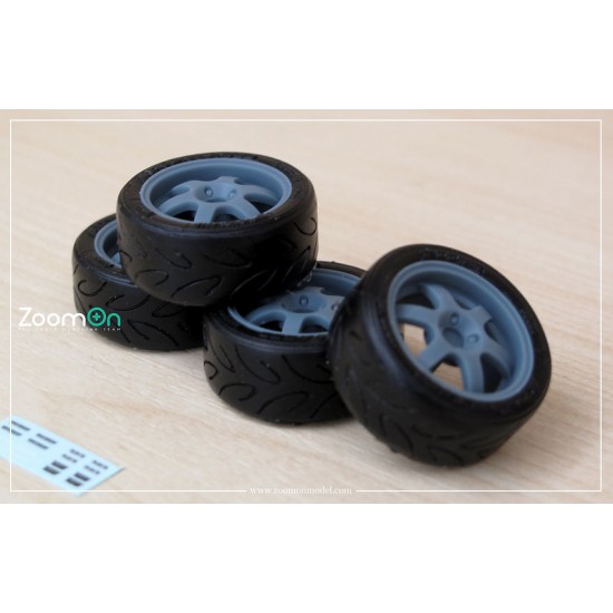 1/24 16'' Rays Volk Racing TE37 Cup Rim set (5 holes) with Tyres