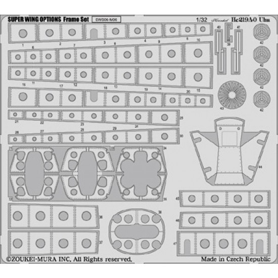 1/32 Heinkel He 219 A-0 UHU Frame Set (1 Photo-Etched Sheet)