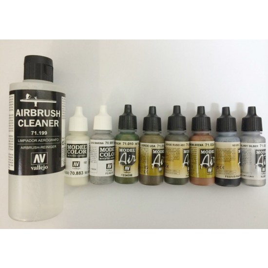 Colour Set for 1/32 US Air Force Douglas A-1J Skyraider (Brush Cleaner + 8x 17ml Paints)