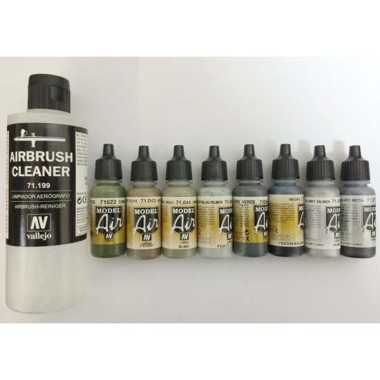 Colour Set for 1/32 Horten Ho 229 (Brush Cleaner + 8x 17ml Model Air Acrylic Paints)