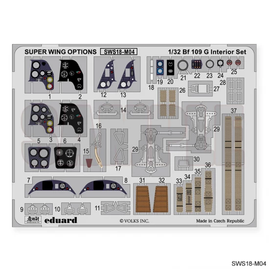 1/32 Messerschmitt Bf 109 G-14/U4 "Erich Hartmann" Interior Detail Set for Zoukei-Mura #SWS18