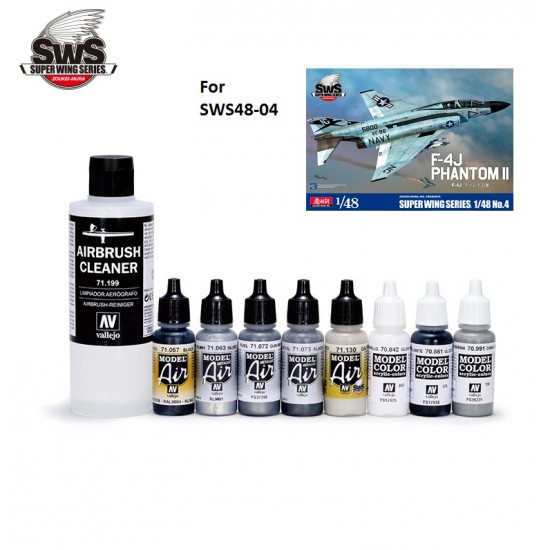 Colour Set for 1/48 F-4J/S Phantom II #SWS48-04/05 (Brush Cleaner + 8x 17ml Paints)