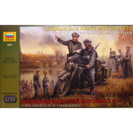 1/35 WWII German R12 Heavy Motorcycle with Rider and Officer
