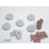 Bases (5pcs, dia.25mm), Bricks & Plates w/Loose Material for 28mm Scale