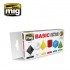 Basic Acrylic Colours - Black, White, Yellow, Red, Cyan & Green (6 x 17ml)