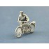 1/32 British Dispatch Rider pushing his motorcycle