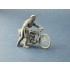 1/32 British Dispatch Rider pushing his motorcycle