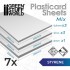 Styrene Plastic Sheets Combo: Thickness 0.5mm (3pcs), 1mm (3pcs), 2mm (1pc)