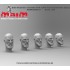 1/35 Bald Head Set - Bearded with 5 Different Face Impressions (5pcs, resin)