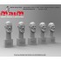 1/35 Bald Head Set - Bearded with 5 Different Face Impressions (5pcs, resin)