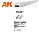 Styrene Beams I Shape (height 2.0, flank 1.2, length 350mm, 4 white polystyrene strips)