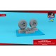 1/24 Supermarine Spitfire Wheels w/Weighted Tyres of Linear Pattern & 3-Spoke Hubs