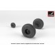 1/48 AH-64 Apache Wheels w/Weighted Tyres, Smooth Hubs