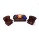 1/72 Three Piece Type 1 Classic Leather 3-seater Couch & 2 Wing Chairs