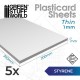 Styrene Plastic Sheets (thickness 1mm, 200x300mm, 5pcs)