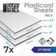 Styrene Plastic Sheets Combo: Thickness 0.5mm (3pcs), 1mm (3pcs), 2mm (1pc)