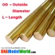 Round Brass Rod - OD: 1.5mm, L: 300mm (5pcs)