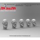 1/35 Bald Head Set - Bearded with 5 Different Face Impressions (5pcs, resin)