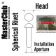 Spherical Rivet #Head Dia.: 1.0mm, Installation Aperture Dia.: 0.8mm (100pcs)