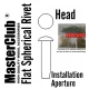 Flat Spherical Rivet #Head Dia.: 0.7mm, Installation Aperture Dia.: 0.5mm (160pcs)
