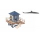 HO Scale Lifeguard Tower with Shark Fin (5.6cm x 4.5cm x 5.3cm)