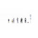 HO Scale At the Bus Stop (6 figures w/accessories)