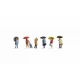 HO Scale People in the Rain (6 figures w/accessories)