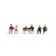 TT Scale Sitting People with 1 Bench Assembled and Painted Miniatures