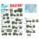 Decals for 1/35 GAZ-69. Cold War era - Soviet & Warsaw Pact Countries. GAZ/UAZ-69/A