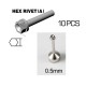 0.5mm Hex Rivet (A) Silvery
