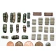 1/56 (28mm Scale) Wargame Stowage Set - Tents, Tarps & Crates #1 (27pcs)