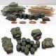 1/72 Allied Fuel Drums (16pcs, 4 Tarp Covered Piles + 12 Drums)