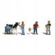 HO Scale Dairy Farmers (3 men, 1 woman, 1 Holstein cow)