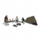 HO Scale Campers (3 people, tent, lantern, fire-pit, sleeping bags)